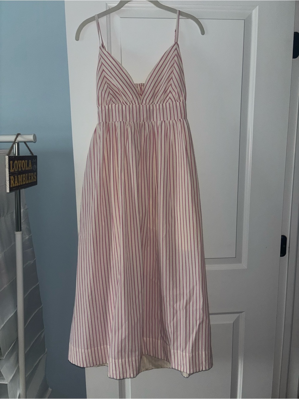 Classic Pink Stripe Sundress with Spaghetti Straps